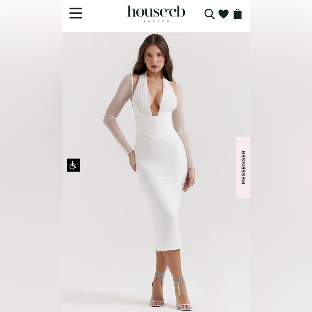 House of CB YASMIN White Plunge Mini Dress - brand new with tags
